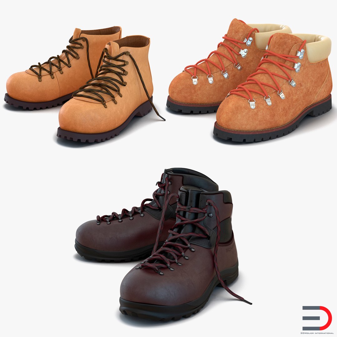 Hiking Boots 3D Models Collection 3D model preview