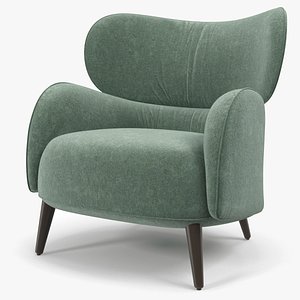 3D Velvet Lounge Arm Chair model
