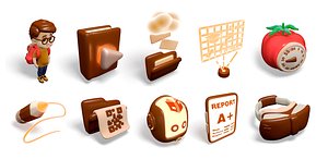 3D 3D Education Icons Set