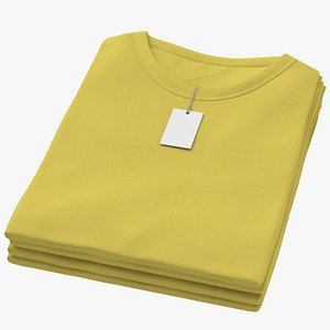 3D Female Crew Neck Folded Stacked With Tag Yellow