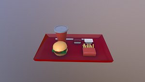 3D Low Poly Burger Menu model