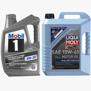3D Two Motor Oil Bottles