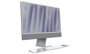 Apple iMac M4 Chip 2024 Silver 3D model