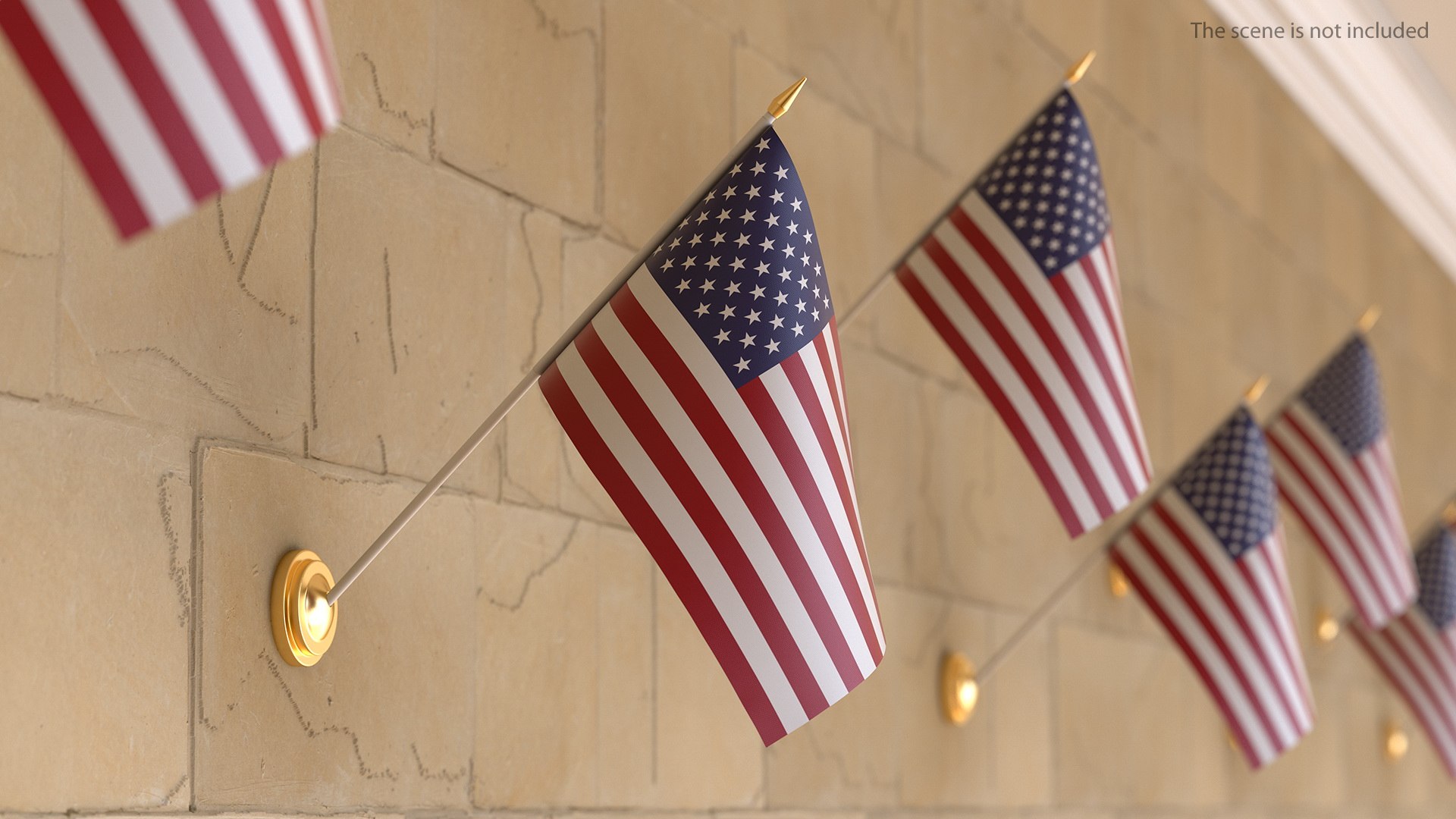 Wall Flag USA 3D model preview