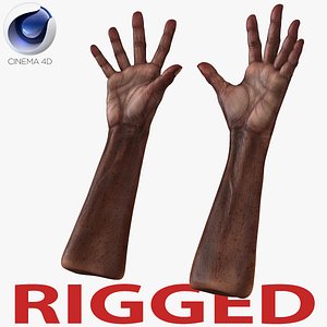 Old African Man Hands Rigged for Cinema 4D 3D Model