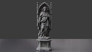 Gothic Saint Statue in Arched Niche model