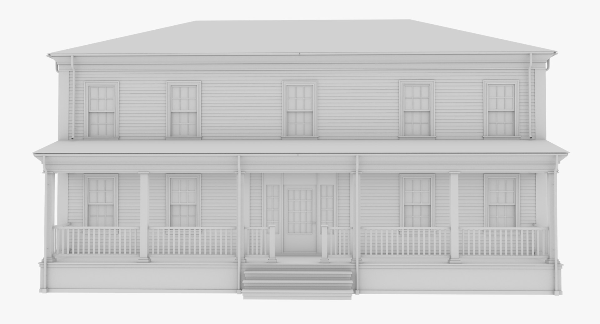 colonial-house-model-turbosquid-1195467