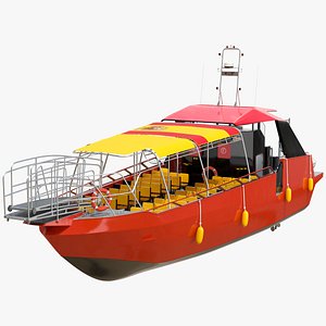 3D Excursion Boat Black Red model