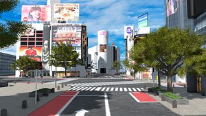 3D model Shibuya Scramble Crossing Shibuya City Tokyo Japan Low-poly 3D model