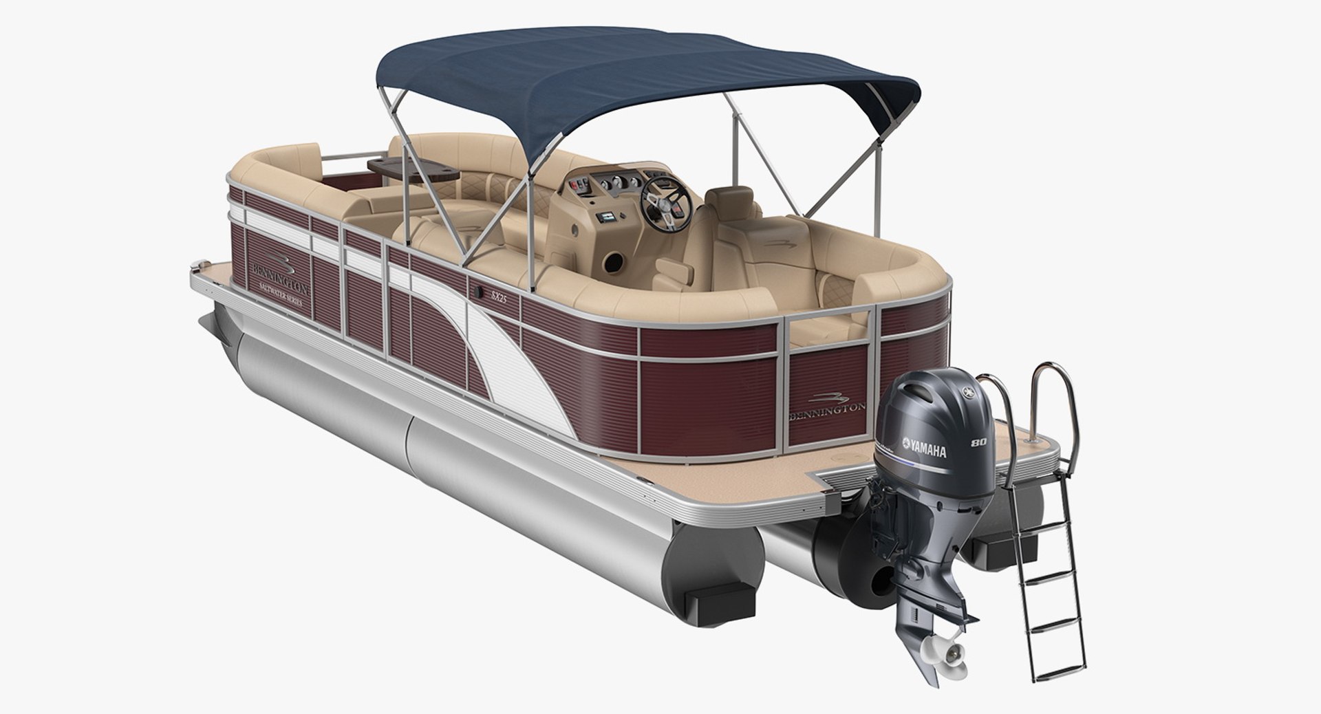 Bennington SX25 Pontoon Boat Rigged 3D model preview