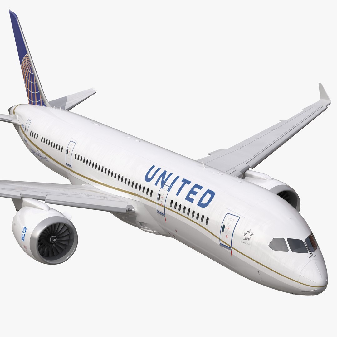 Boeing 787-3 United Airlines Rigged 3D Model 3D model preview