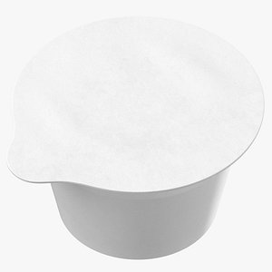 Yogurt Container Type 03 Single and 4-Pack Blank and Generic Label 3D model