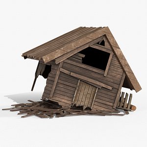 Destroyed Wooden House 3D model