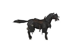 Dark Fantasy Warhorse 3D Model  Armored Undead Steed for Games  CGI 3D model