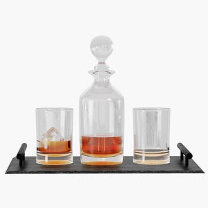 3D model N5 Set whiskey decanter with crystal glass cups