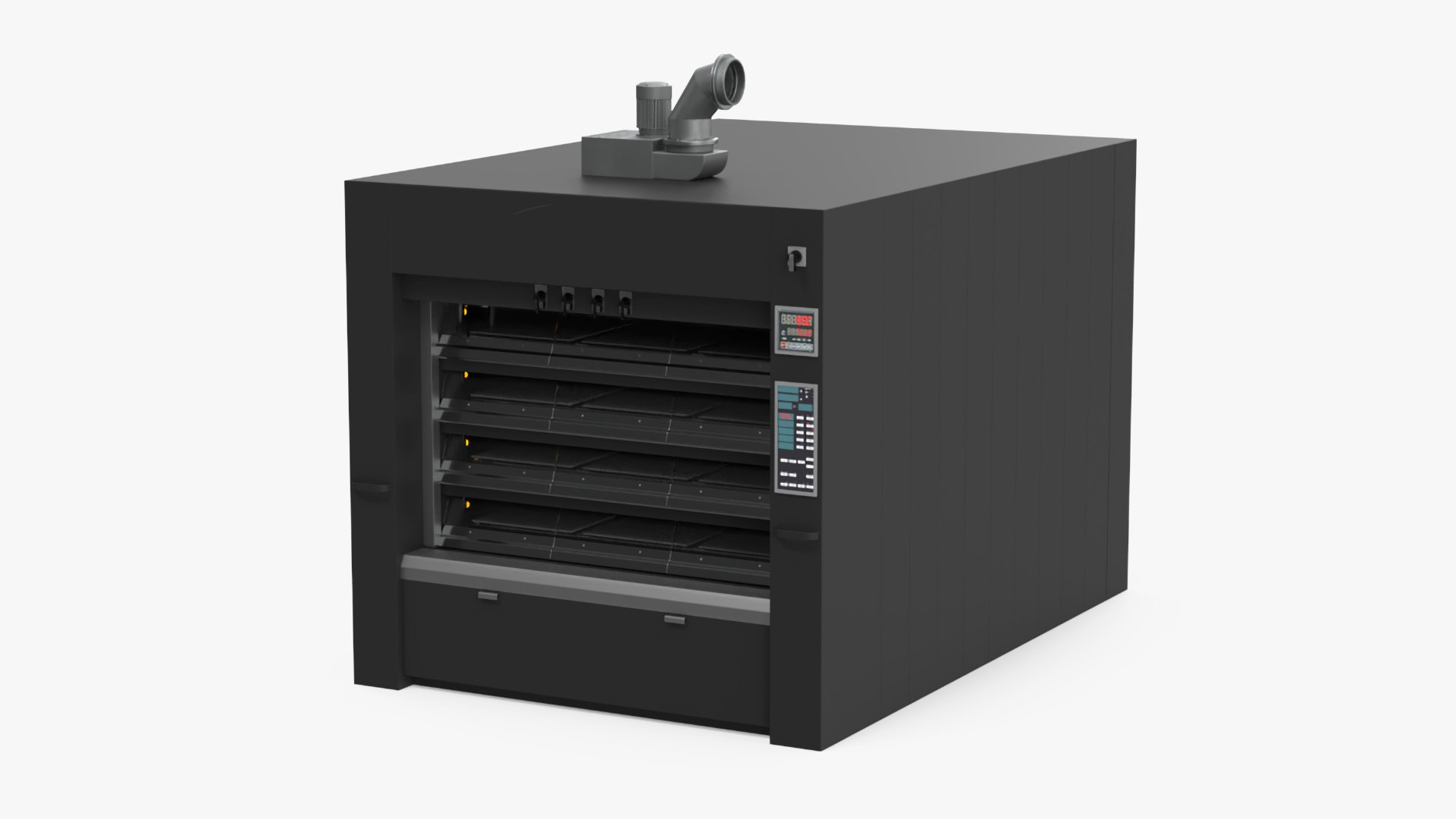Industrial Steam Bakery Oven Lights On 3D model preview