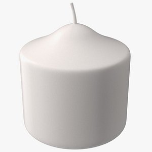 3D model Wide Dome Top Pillar Candle White
