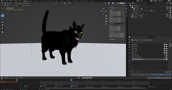 Modèle 3d De Fourrure Chat Noir Gréé Et Animé Turbosquid 1981416