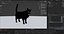 Gatto di pelliccia nero attrezzato e animato