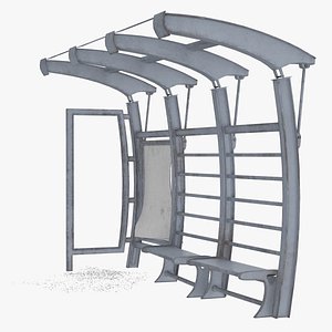 3D Bus Stop 03 Damaged model