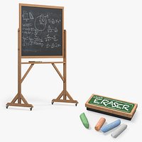 Written Chalkboard with Chalk and Eraser