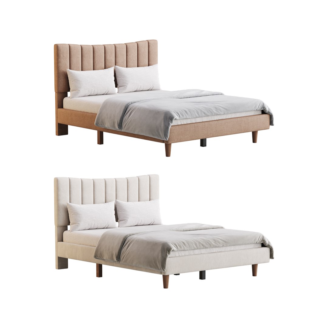 Aukfa Queen Upholstered Bed 3D Model - TurboSquid 2276420