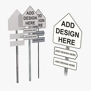 3D Road Signs - Customizable Pentagon Sign Assembly model