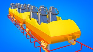 3D Rollercoaster with Rail Low Poly