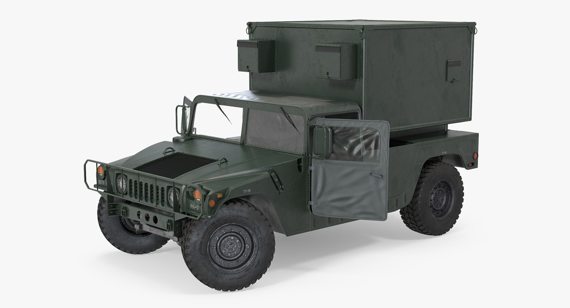 Shelter Carrier MSE Car HMMWV m1037 Rigged Green 3D Model 3D model preview