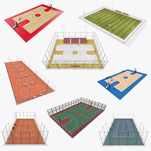 Sport fields and courts collection model