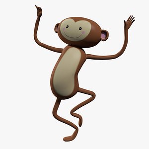 Monkey Cartoon Character Rigged