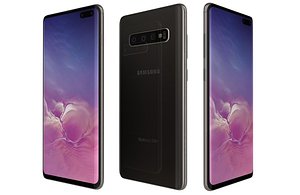 3D Samsung Galaxy S10 Plus Ceramic Black Low Poly