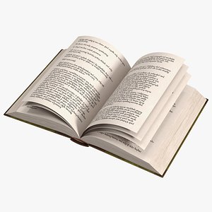 Hardback Book Elven Text Green Rigged 3D model
