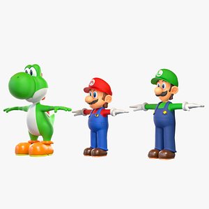 Mario Luigi And Yoshi From Game 3D model