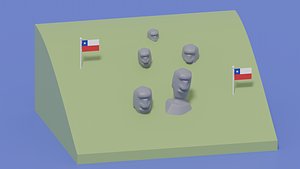 3D Easter Island Moai Statue Chile