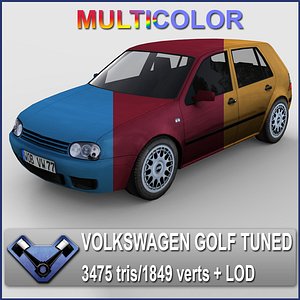 multicolor volkswagen golf iv 3d max