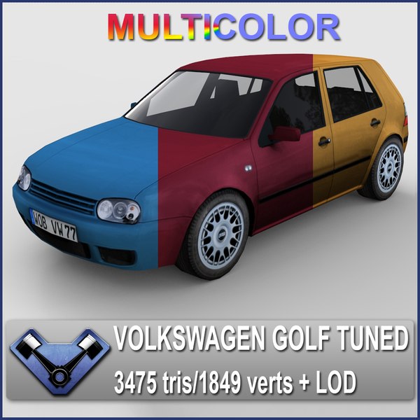 multicolor volkswagen golf iv 3d max