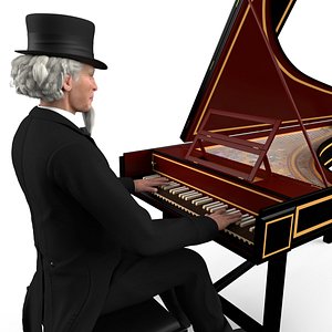 Elegant Gentleman Playing Historical Keyboard
