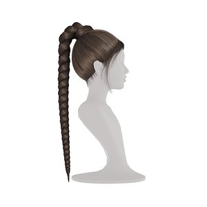 Real Woman Black High ponytail braid long Hair