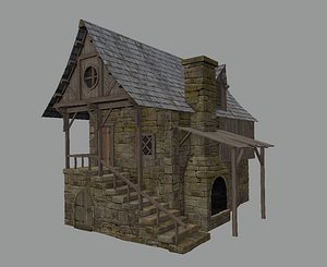 3D medieval town blacksmith house model