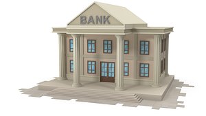 Cartoon bank 3D model