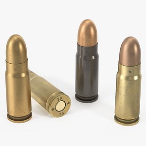 7-62x25mm TT Tokarev Cartridge - Game Ready 3D Model Low-Poly