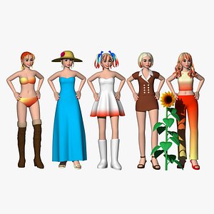 Free 3D Animated Female Character Pack - Customizable - Modular - Facial Expressions 3D model