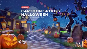 3D Cartoon Spooky Halloween Props Bundle Pack model