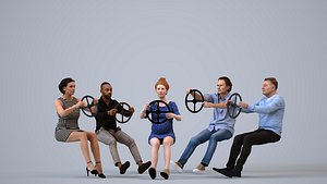 Basics0104 - A set containing 5 models of male and female adults sitting in casual attire driving
