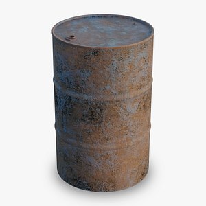 3D model Rusty Steel Barrel - Blue - PBR - 2K 4K
