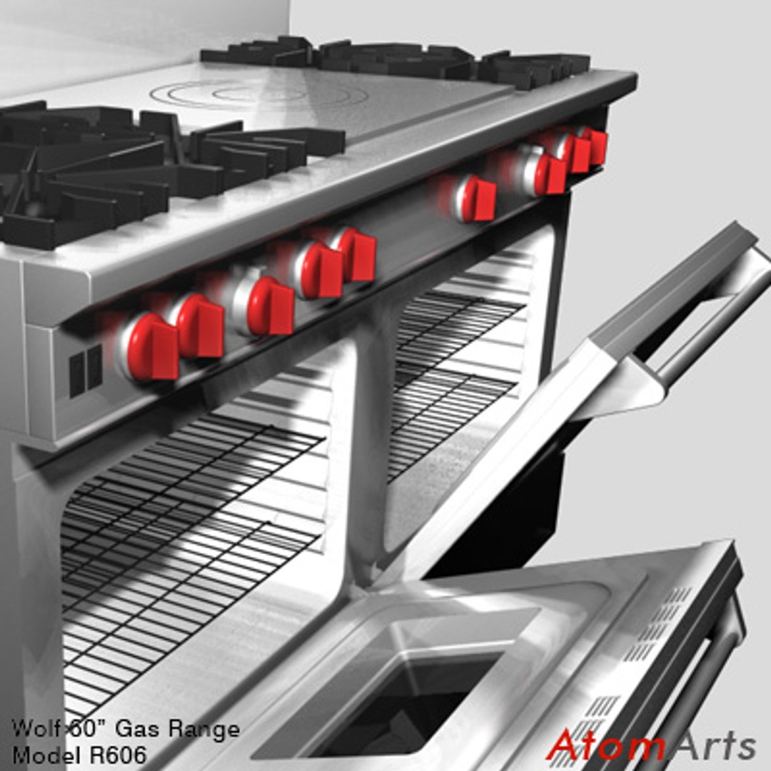 3d Model 60 Inch Dual Gas Range