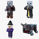 Collection de raids Minecraft : Pack de modèles 3D articulés 4K PBR Pillager Evoker Ravager Witch