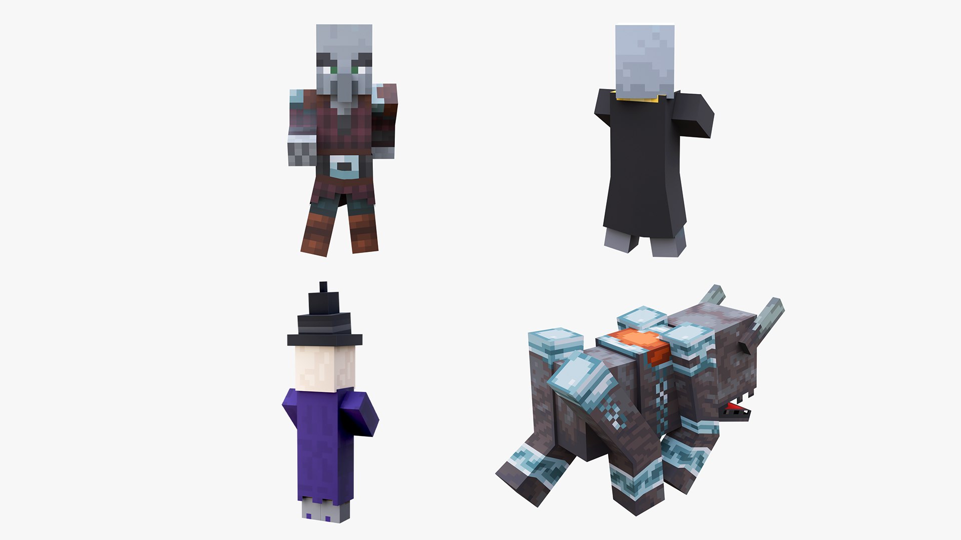 3D model Minecraft Illagers Raid Collection Rigged 3D Model Pack 4K PBR Pillager Evoker Ravager Witch https://p.turbosquid.com/ts-thumb/NY/V9TJZs/nO/pillagerbundle3/png/1788366413/1920x1080/fit_q87/c06e69bfff7aec0cd09a34c621db9a8da90b72da/pillagerbundle3.jpg