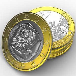 3d coin 1 euro model